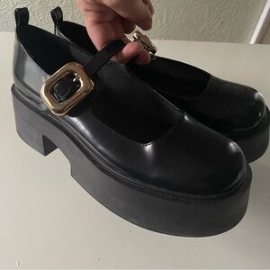 Steve Madden Martiza Black Leather Platform Mary Janes